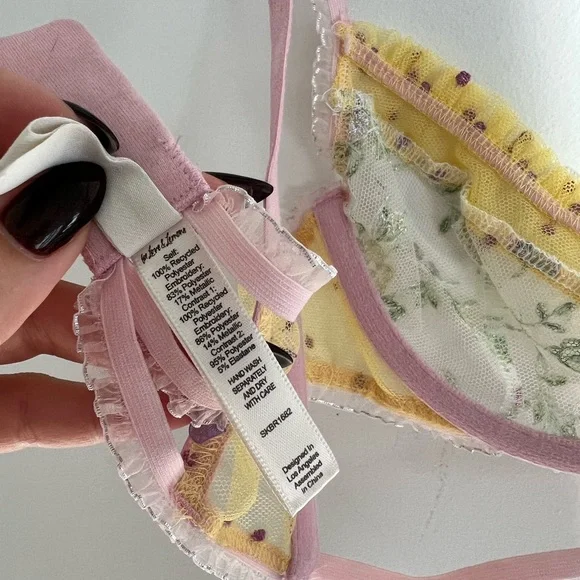 For Love And Lemons Pink and Yellow Lace Bralette - Picture 8 of 8